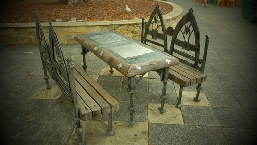 Empty bench in park