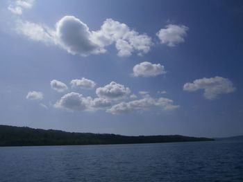 Scenic view of sea against cloudy sky