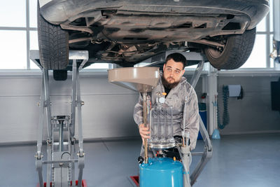 Man working in garage