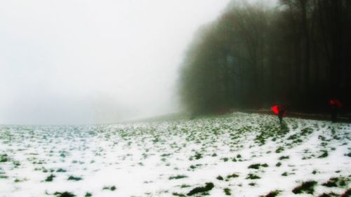 Scenic view of snow covered landscape