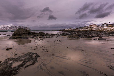 Scenic view of beach against sky