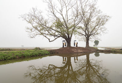 Scenic view of lake against clear sky