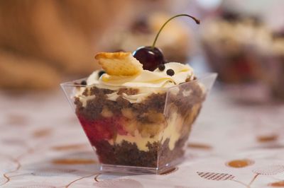 Close-up of dessert in bowl on table