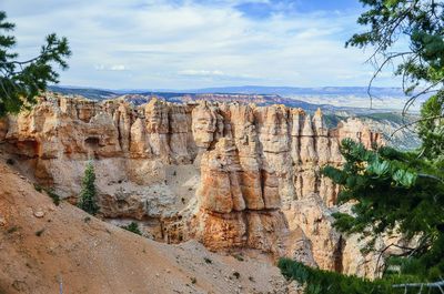 Panoramic view of rock formations against sky