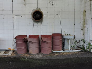 Pipes against wall