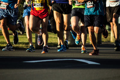 Low section of people running