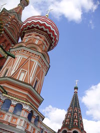 Low angle view of temple against cloudy sky