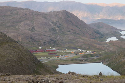 High angle view of land and mountains norway