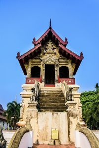 Low angle view of temple building against sky