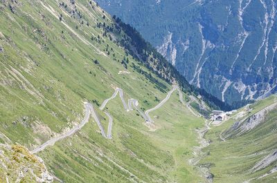 High angle view of winding road