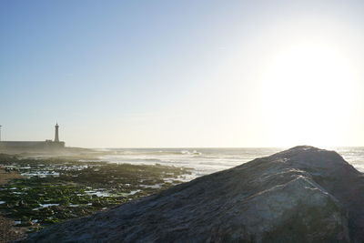 Scenic view of sea against clear sky