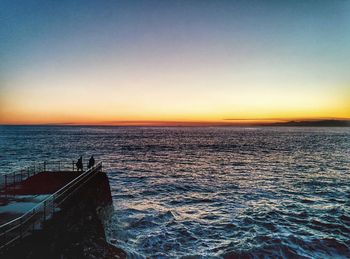 Scenic view of sea at sunset
