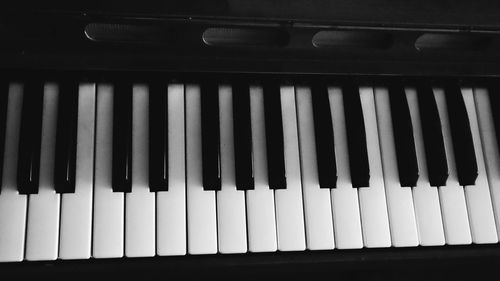 High angle view of piano keys