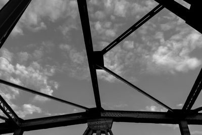 Low angle view of silhouette bridge against sky