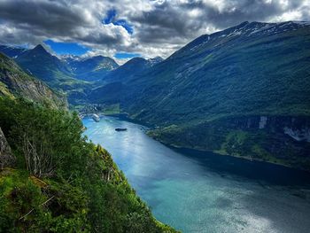 Scenic view of mountains against sky