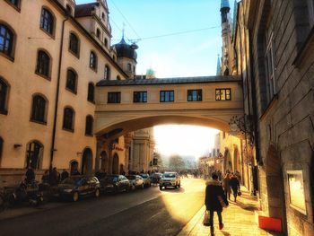 Low angle view of buildings against clear sky