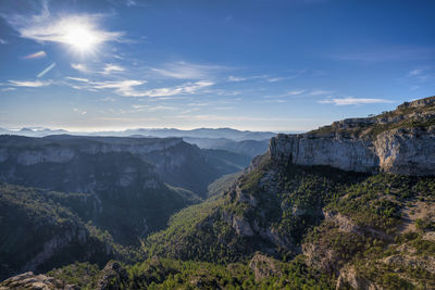 Scenic view of rocky mountains against sky