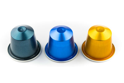 Close-up of objects over white background