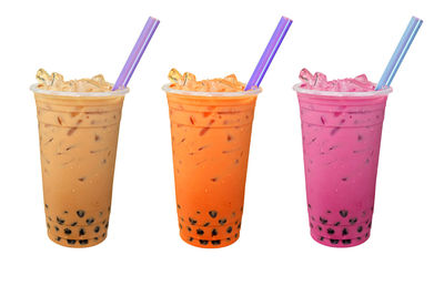 Close-up of drink against white background