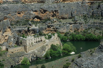 High angle view of historic building