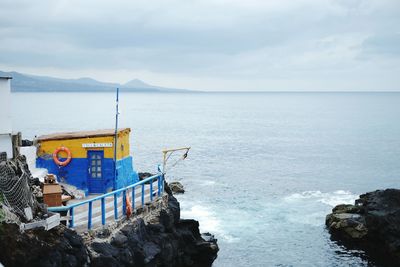 Scenic view of sea against cloudy sky