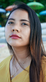 Close-up portrait of a beautiful young woman