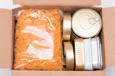 High angle view of food on table