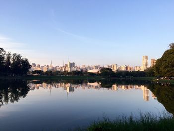 Reflection of buildings in city