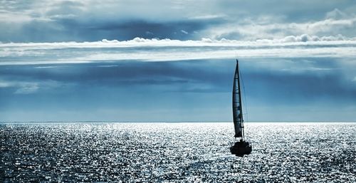 Scenic view of sea against cloudy sky