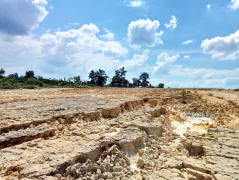 Scenic view of land against sky