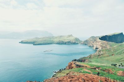 Scenic view of bay against sky