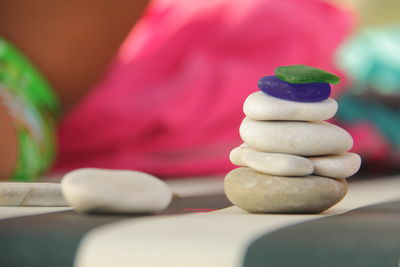 Close-up of stone on table