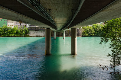 Underneath view of bridge over river