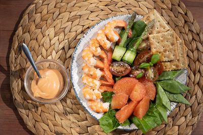 Close-up of food in wicker basket