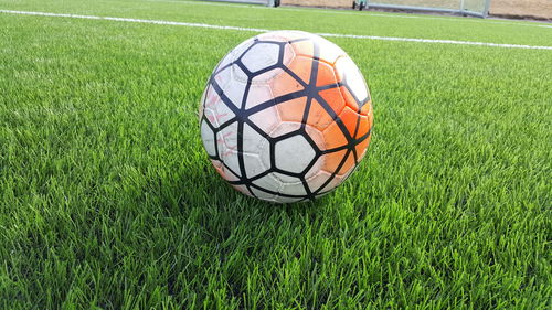Close-up of soccer field