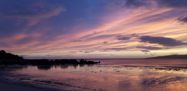 Scenic view of sea against sky at sunset