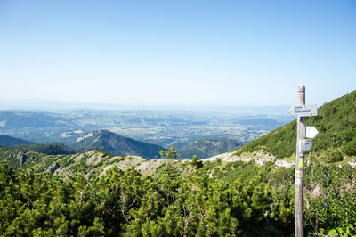 Scenic view of mountain range against clear sky