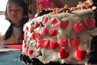 Close-up of strawberry cake