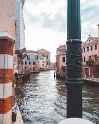 Canal passing through city buildings