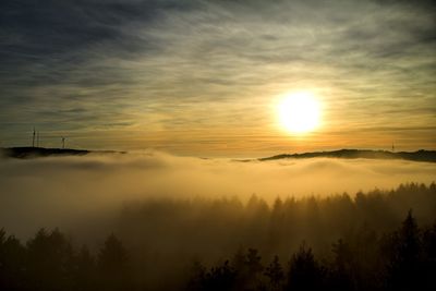 Scenic view of mountains during sunset