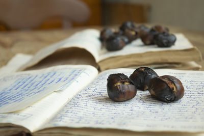 Close-up of food on table