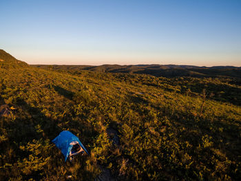 Scenic view of landscape against clear sky