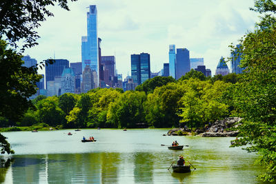 City skyline with river in background