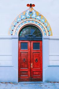 Closed door of building