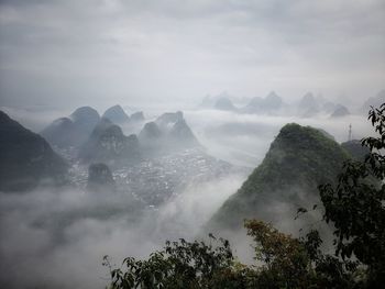 Scenic view of mountains against sky