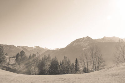 Scenic view of mountains against clear sky