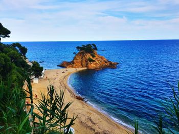 Scenic view of sea against cloudy sky