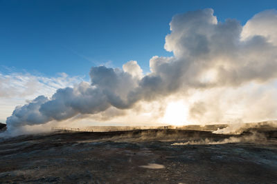 Scenic view of land against sky