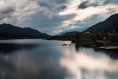 Scenic view of lake against sky