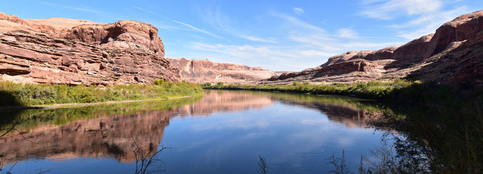 Moab panorama views colorado river jackass canyon red cliffs canyonlands arches national park, utah